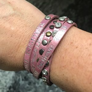 Good Works pink leather wrap bracelet